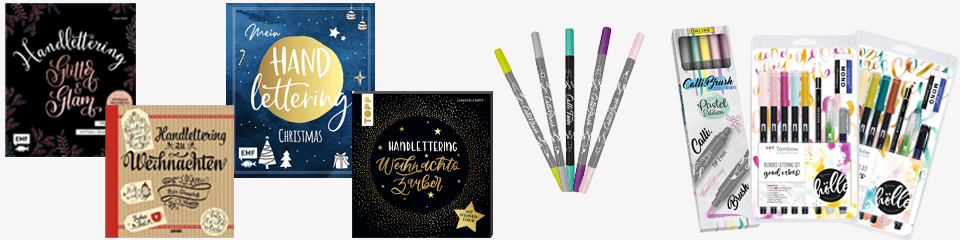 Handlettering Weihnachten Kreative Handlettering-Bücher und Stifte für Weihnachten